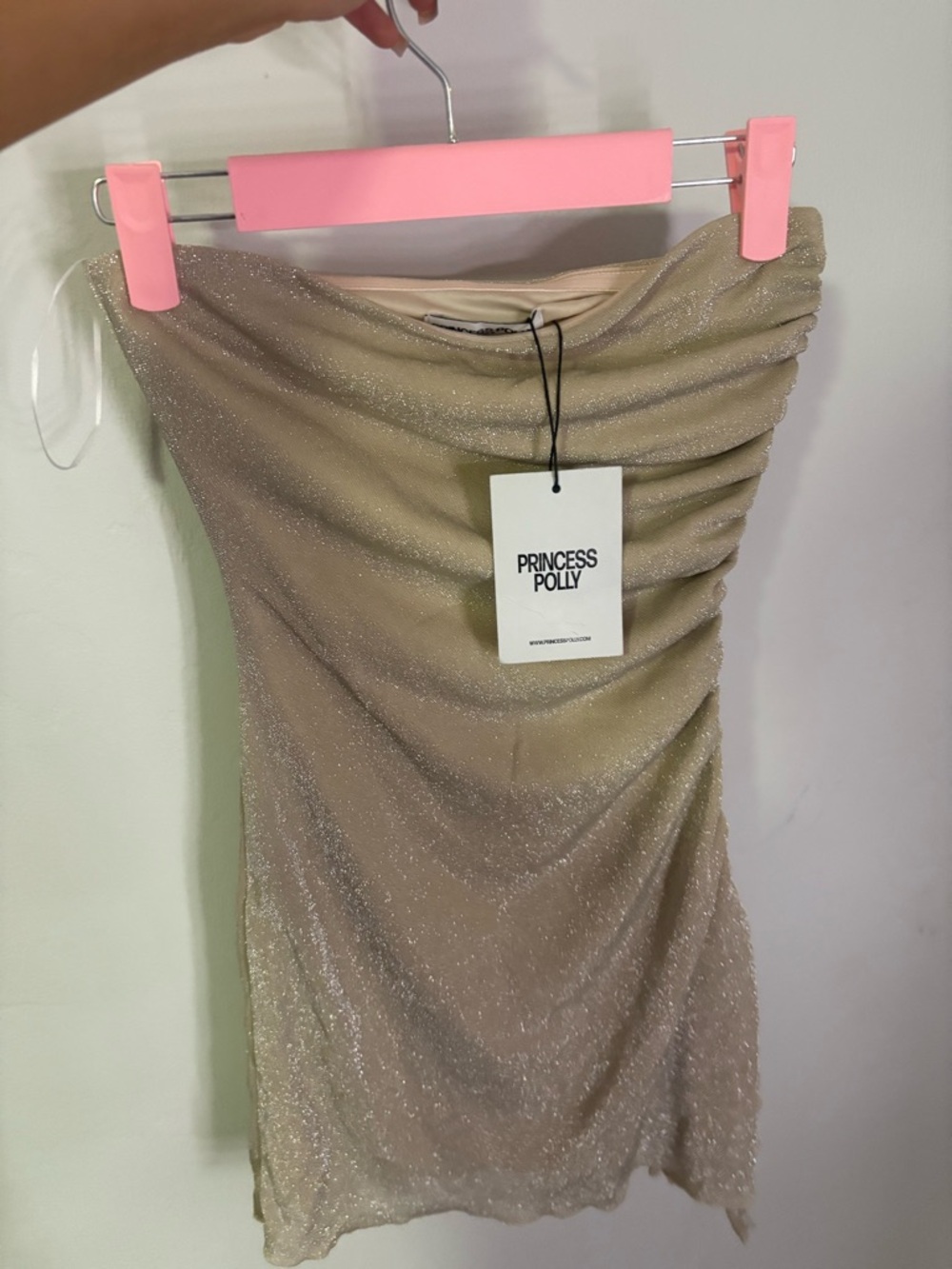 Princess Polly Shimmery Beige Mini Dress